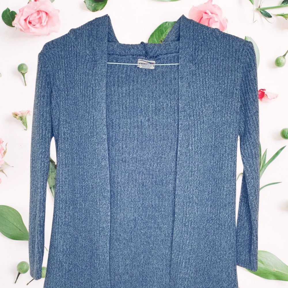 Ravegirl Long Blue Hooded Cardigan Sweater, Size Small